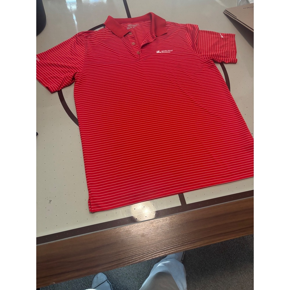 Nike Golf Tour Performance Dri-FIT Polo Shirt Mens Large Red White Stripe Amelia